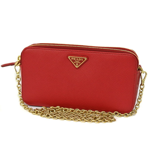 Prada Red Crossbody Wallet Leather Chain - Picture 1 of 6